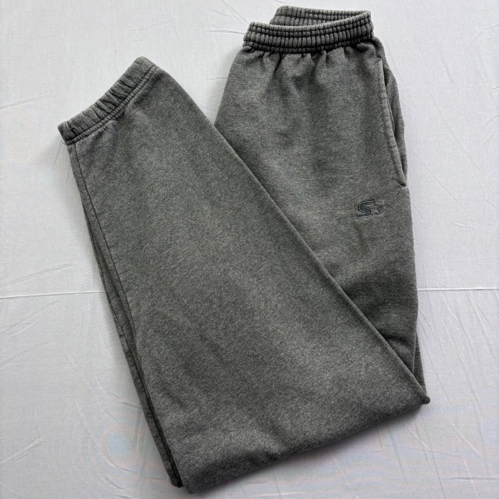 Starter Mens Gray Fleece Jogger Sweatpants Small S395FTX Elastic Waist Cuff